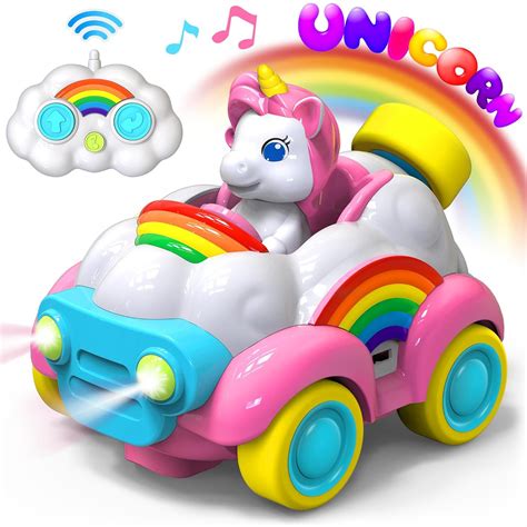 HopeRock Enchanting Unicorn Toy Car with Remote Control - Sparkling LED ...