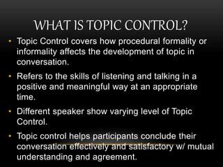 Image result for Topic Control Example