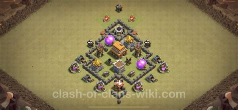 Best Anti 2 Stars War Base TH4 with Link, Hybrid - Town Hall Level 4 ...