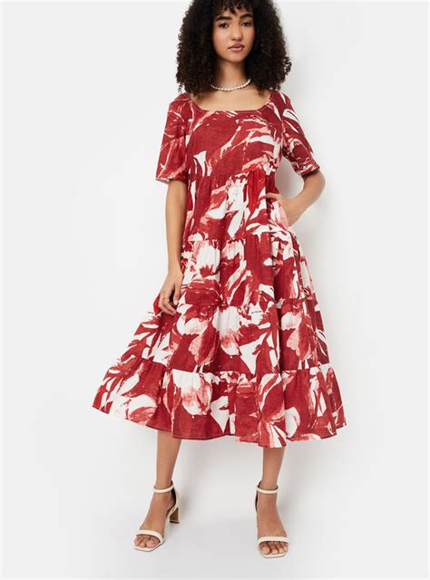 Buy Women Printed Fit & Flare Midi Dress Online at just Rs. 999.0 ...