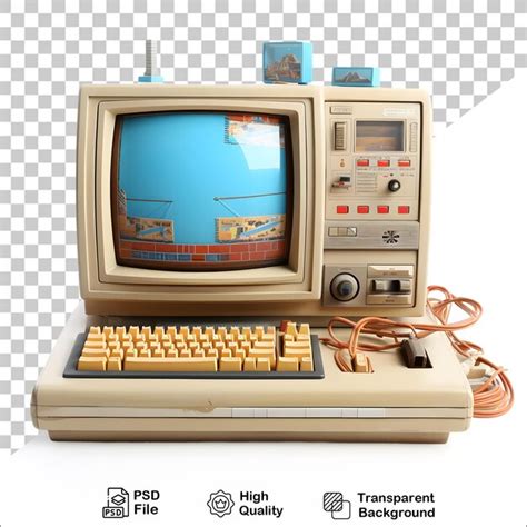 Premium PSD | 3d old vintage computer on transparent background
