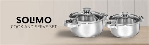 Buy Amazon Brand - Solimo Set of 2 Stainless Steel Cook and Serve Set ...