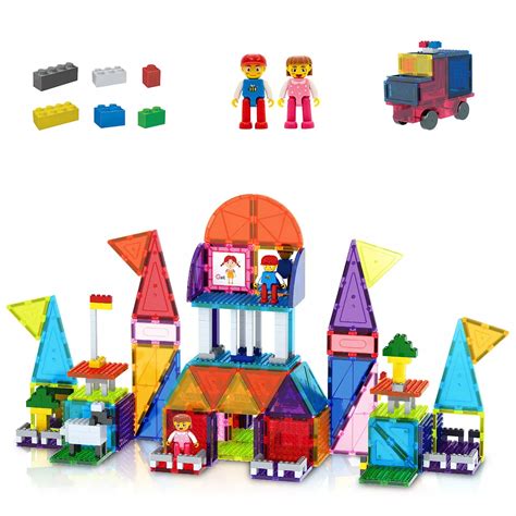 PicassoTiles 333 PC Magnetic Tiles and Brick Compatible, Building Block ...