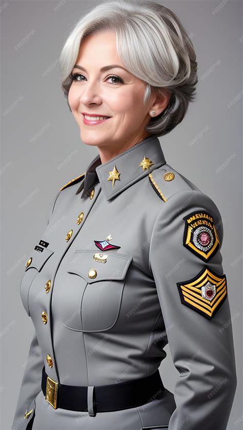 Premium AI Image | Portrait of a beautiful mature woman in military ...