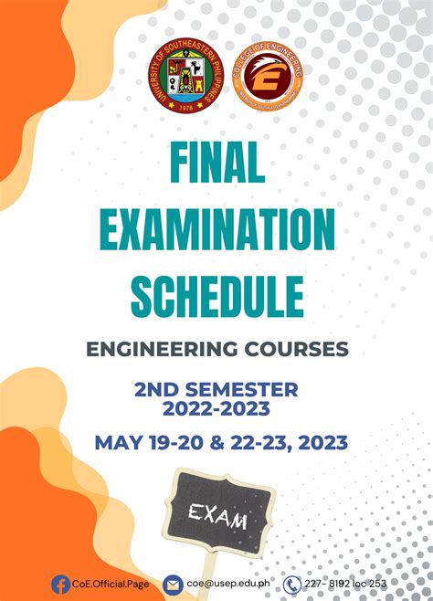CoE releases Final Examination schedule for 2nd Semester AY 2022-2023 ...