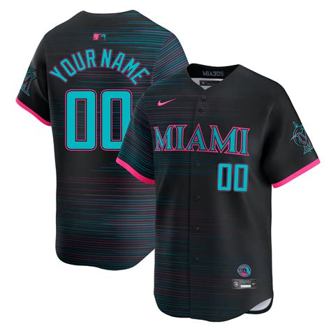 Custom Miami Marlins Black 2025 City Connect Limited Jersey