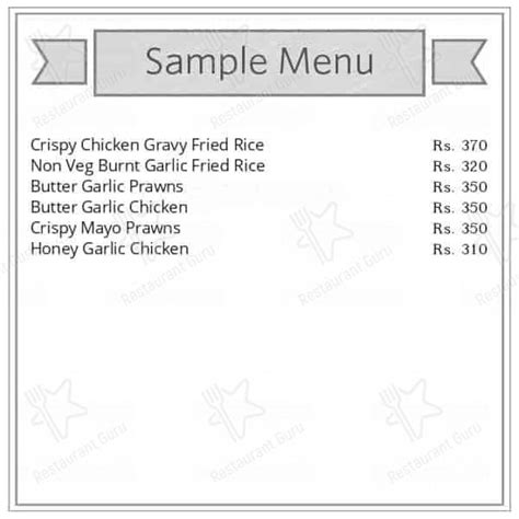 Menu at The Laughing Buddha, Manipal