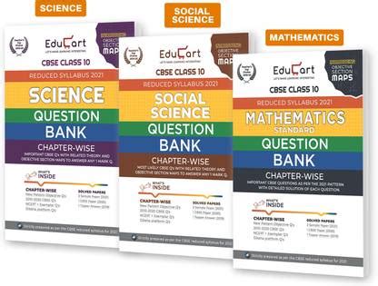 Educart CBSE Class 10 Science , Maths And SST Question Bank Combo Pack ...