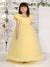 Buy Mini Stitch pleated yoke gown with gather puff sleeve - Yellow ...