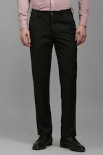 Buy Men Black Slim Fit Textured Flat Front Formal Trousers Online ...