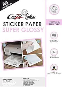 Crazy Sutra 25 Sheets A4 Self-Adhesive Sticker Super Glossy Paper for ...