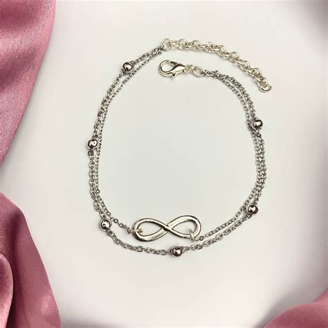 Adjustable Layered Silver Infinity Charm Bracelet– Oralia India