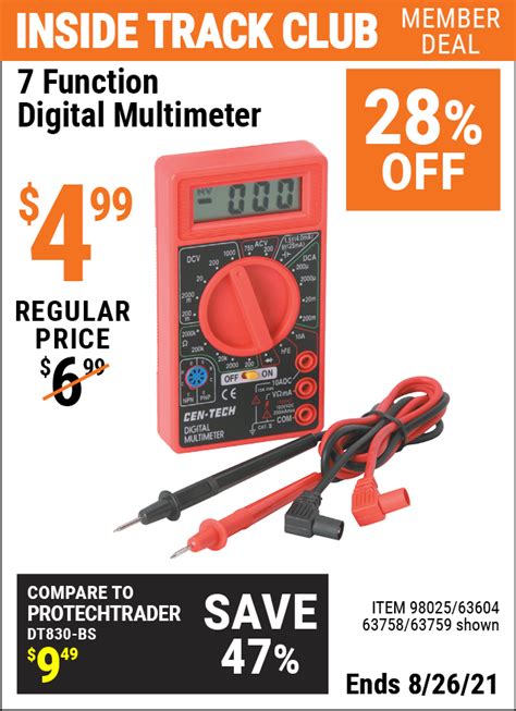 Cen-Tech 7 Function Digital Multimeter 的图像结果
