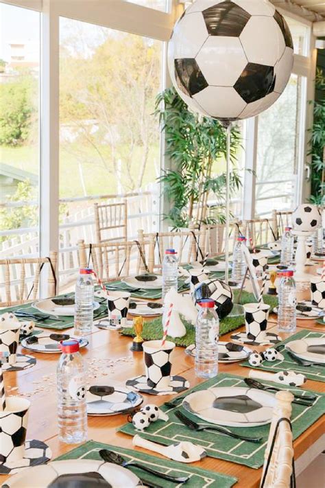 Soccer Table Settings | Soccer birthday table setup, Soccer birthday ...