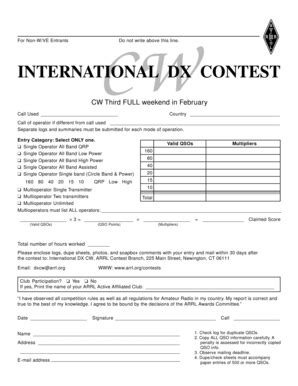 Fillable Online arrl INTERNATIONAL DX CONTEST-CW Foreign apps - arrl ...