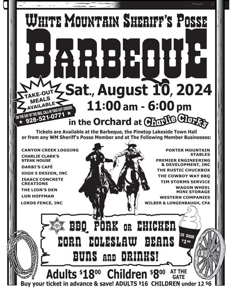 White Mountain Sheriffs Posse BBQ, The Orchard at Charlies, Lakeside ...