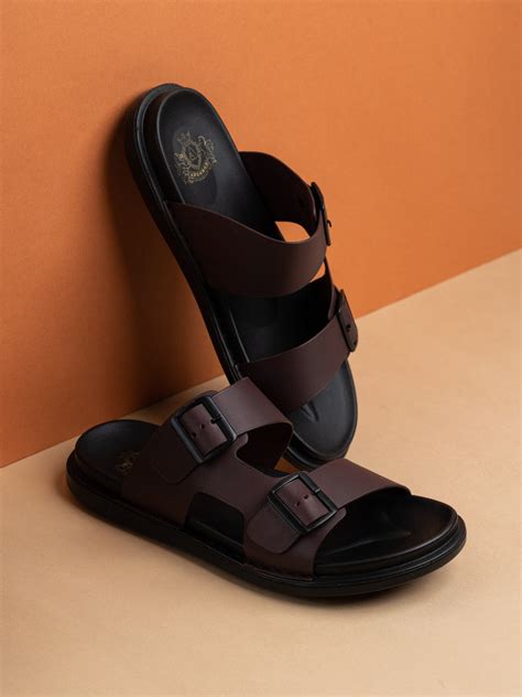 Buy Now Mens Maroon Solid Round Toe Casual Slip-On Flat Sandals