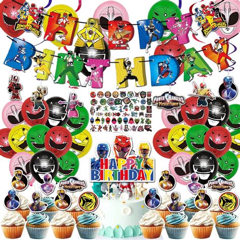 Buy 106pcs Power Rangers Birthday Party Decorations, Cartoon Themed ...