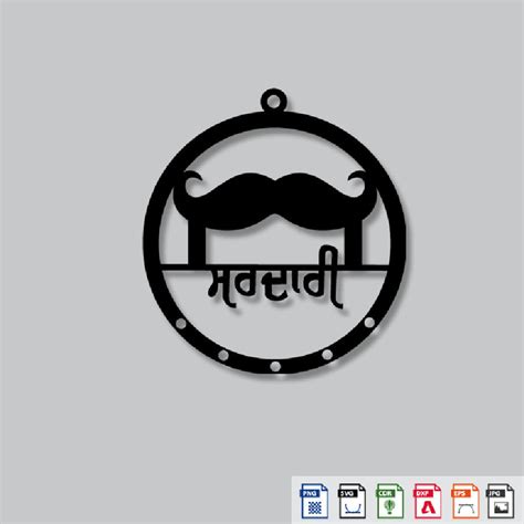 2D Modern Art Punjabi Language with Moustache Turban Car Hanging – ArtElora