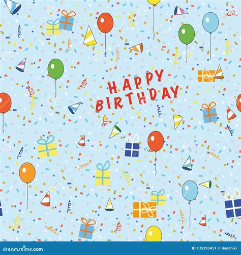 Happy Birthday Wrapping Paper for Kids, Seamless Pattern Illustration ...