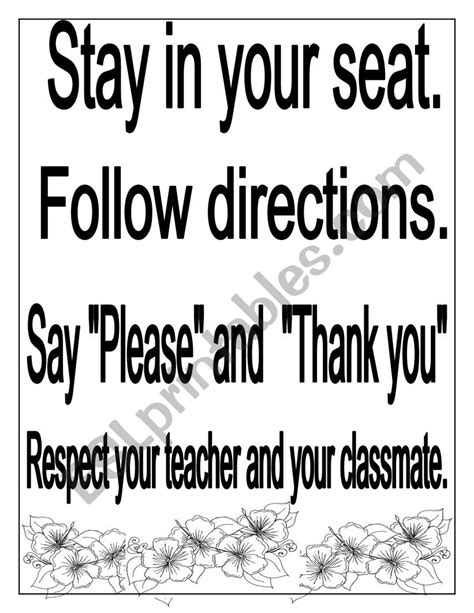 Image result for Classroom Rules ESL Worksheet