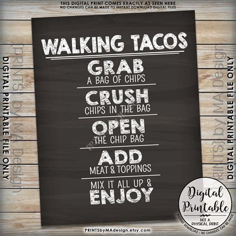 Walking Tacos Sign, Taco Bar, Fiesta Cinco de Mayo Sweet Sixteen ...