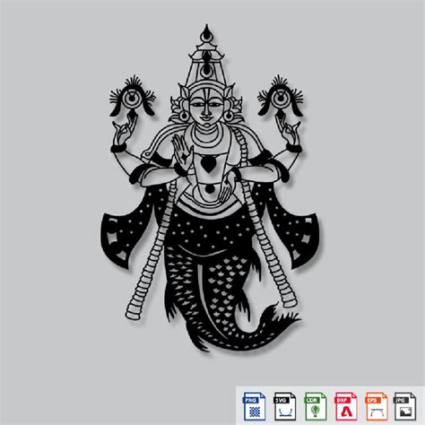 2D Modern Art Matsya Avatar (Vishnu Dashavatara) – ArtElora