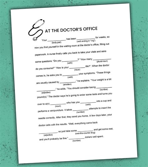 WORD GAME at the Doctor's Office Mad Libs-style Game - Etsy Canada