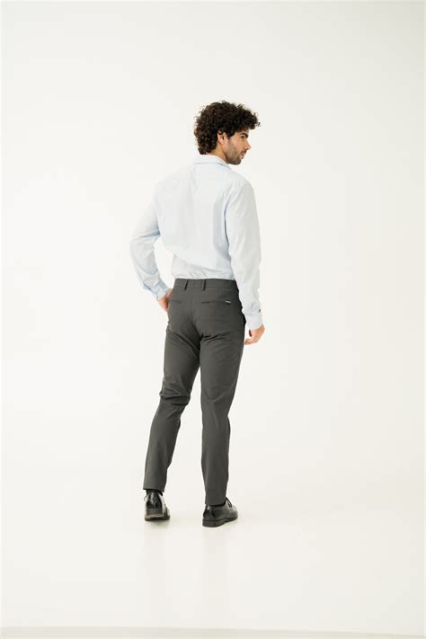 Buy Men's Grey Slim Fit Stretch Formal Pants Online In India