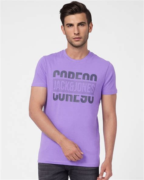 Buy Purple Graphic Print Crew Neck T-shirt for Men