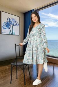 kilkilat Women A-line Light Green Knee Length Dress - Buy kilkilat ...