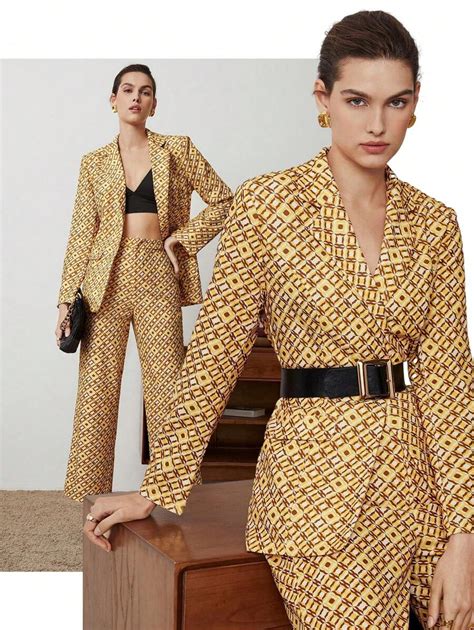 BizChic Ladies' Full Print Single Breasted Suit Jacket | SHEIN USA