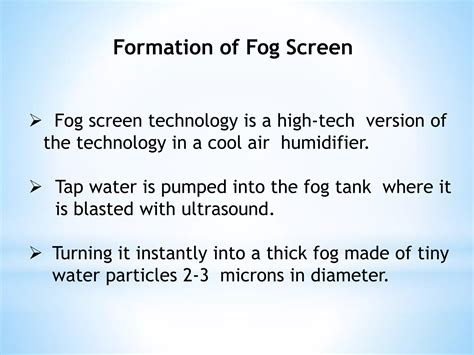 Rezultat imagine pentru Fog Screen Technology