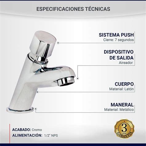 LLAVE INDIVIDUAL TEMPORIZADORA MONOMANDO 17 X 9 X 4 CM METAL | The Home ...