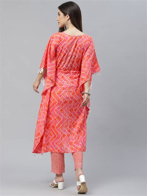 Indibelle Cotton Tie Dye Print Kaftan Kurta set – indibelle