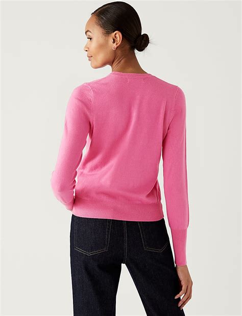 Crew Neck Button Front Cardigan