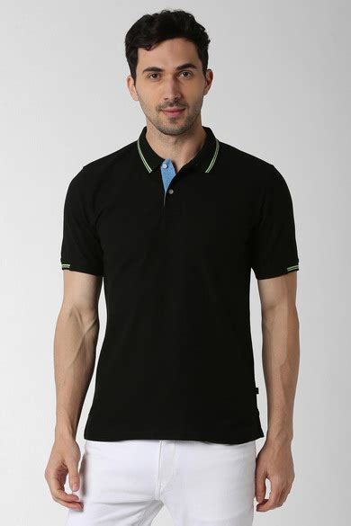 Buy Men Black Solid Polo Neck Collar T-shirt Online - 343200 | Peter ...