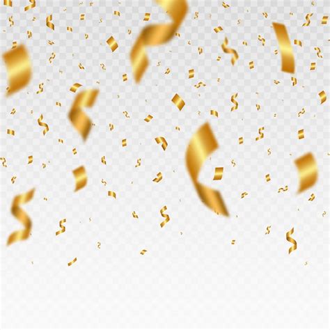 Gold confetti on transparent background falling shiny golden confetti ...