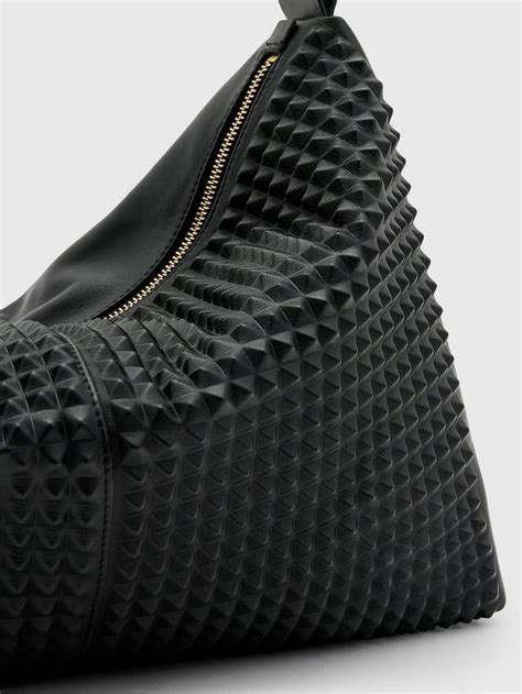 AllSaints Edbury Stud Leather Shoulder Bag, Black