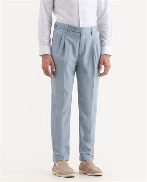 Buy Guild Business - Rhesa - Light Blue Relaxed Fit Plain Trouser| Rare ...