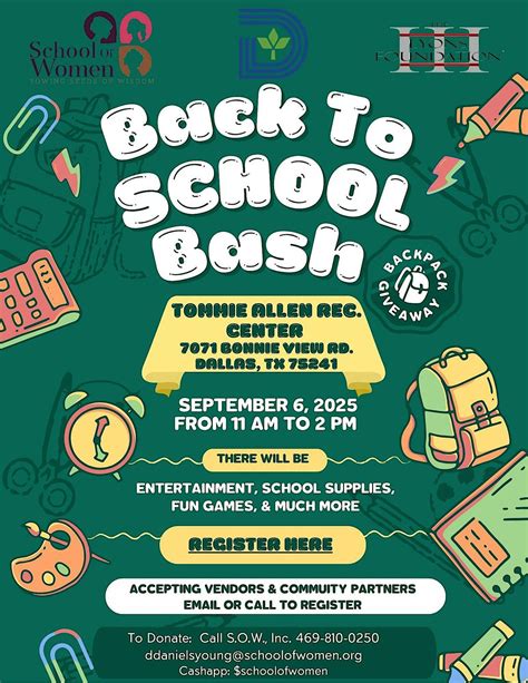 Back to School Bash, Tommie M Allen Recreation Center, Dallas, 6 ...