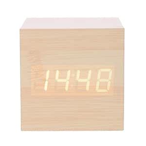 Buy Prosperveil Creative LED Alarm Clock Cube Wooden Voice Control LED ...