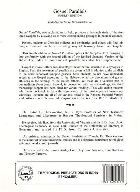 Gospel Parallels: A Synopsis of the First Three Gospels – St Pauls India