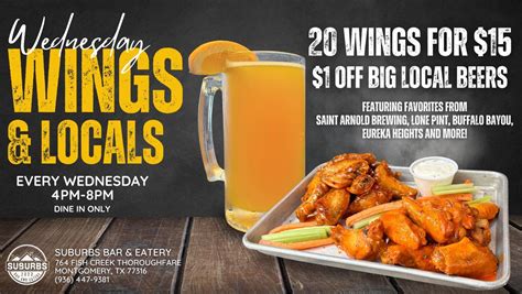 Wings & Locals Wednesday! , 764 Fish Creek Thoroughfare, 77354, Conroe ...