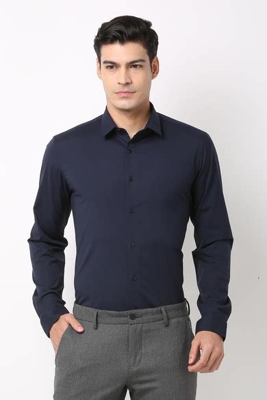Buy Men Navy Solid Full Sleeves Casual Shirt Online - 293180 | Louis ...