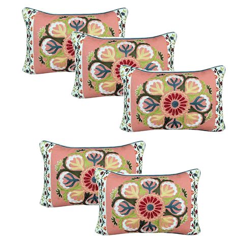 Buy AJS Living Oblong Cushion Cover New Embroidered Design, Pillow for ...