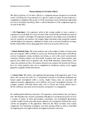 Basic Needs Model of Development - BJMC 4th Sem- Development ...