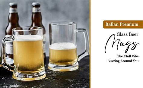 Buy SYANKA Italian Premium Glass Beer Mugs Set of 6, 400ml, Transparent ...
