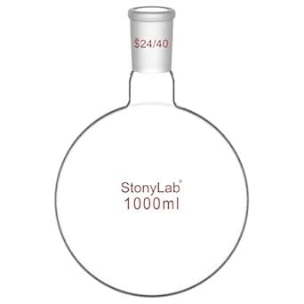 StonyLab Glass 1000ml Short Neck Round Bottom Flask, Borosilicate Glass ...
