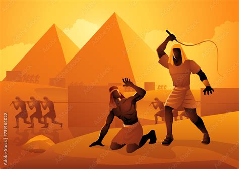 Biblical vector illustration series, Jews in slavery in ancient Egypt ...